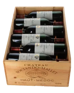Chateau Sociando Mallet 1994 in 12er Holzkiste