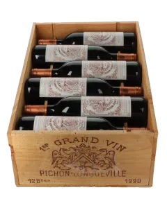 Chateau Pichon-Longueville au Baron de Pichon-Longueville 1990 in 12er Holzkiste