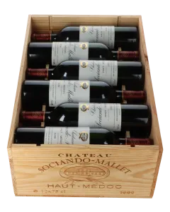 Sociando Mallet Chateau Sociando Mallet 1999 in 12er Holzkiste