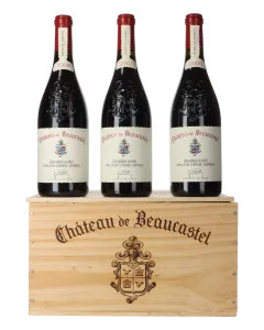 Perrin Chateauneuf du Pape Chateau de Beaucastel Vertikale in 6er Holzkiste 