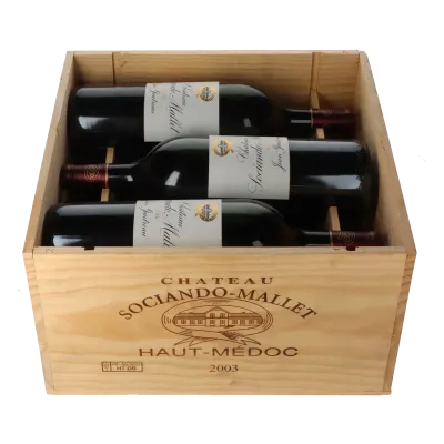 Chateau Sociando Mallet 2003 Magnum in 6er Holzkiste