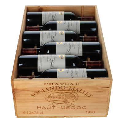 Chateau Sociando Mallet 1998 in 12er Holzkiste