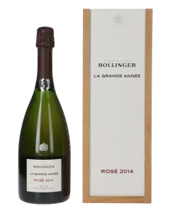 Bollinger Champagne La Grande Ann&eacute;e Ros&eacute; Brut Flascheng&auml;rung 2014 in 1er Holzkiste