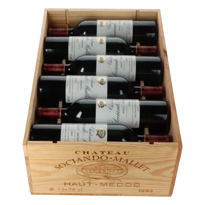 Sociando Mallet Chateau Sociando Mallet 1999 in 12er Holzkiste